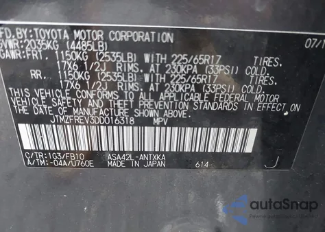 2013 Toyota Rav4 Le z USA, uszkodzony, nr VIN JTMZFREV3DD016318